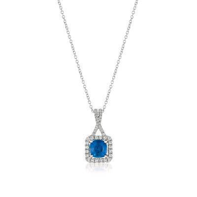 LeVian 18K Vanilla Gold® Cornflower Ceylon Sapphire 1 ct Pendant with Vanilla Diamonds® 1/4 cttw