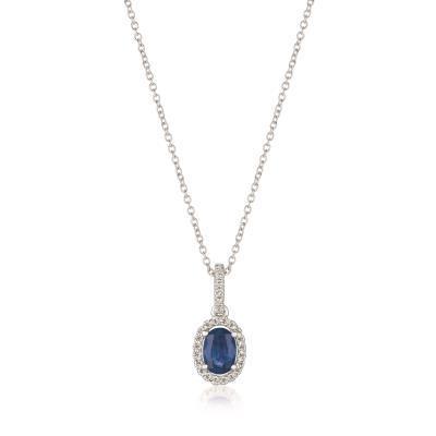 LeVian Blueberry Sapphire Vanilla Gold with Vanilla Diamond Pendant