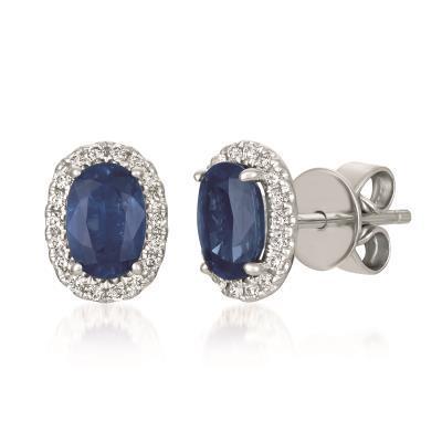 LeVian Blueberry Sapphire Oval Earrings set in Vanilla Gold with Vanilla Diamonds