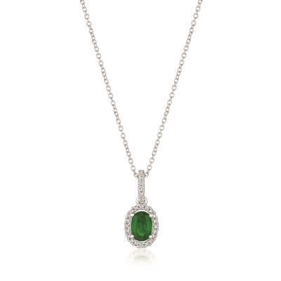 LeVian Costa Smeralda Oval Emerald Pendant with Vanilla Diamonds