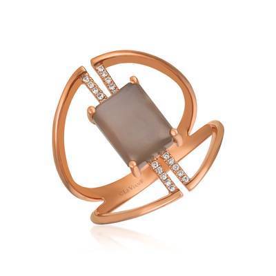 LeVian 14K Strawberry Gold® Moonstone 1 5/8 cts. Ring with Vanilla Diamonds® 1/20 cttw