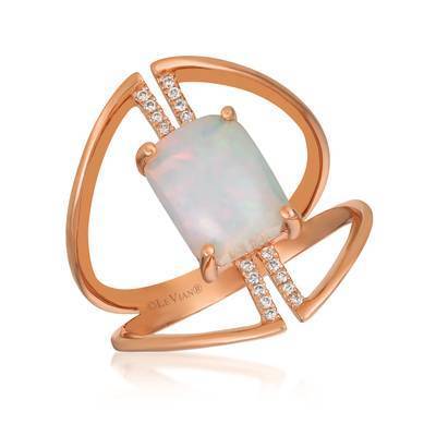 LeVian 14K Strawberry Gold® Neopolitan Opal 1 ct Ring with Vanilla Diamonds® 1/20 cttw