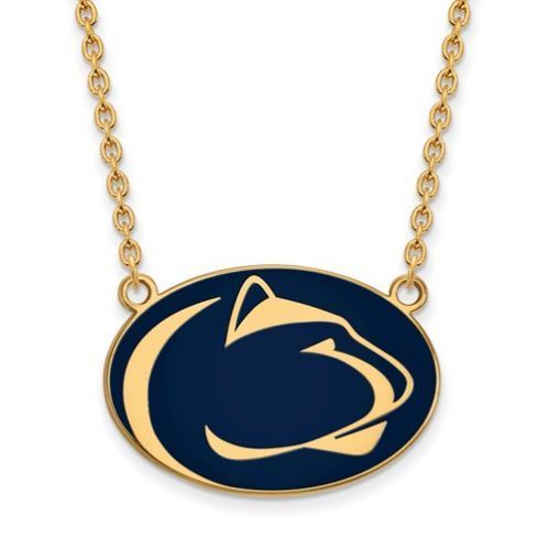 Penn State Gold Plated Sterling Silver Enamel Lion Head Pendant