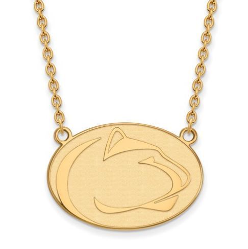 Penn State Gold Plated Sterling Silver Lion Head Necklace Large