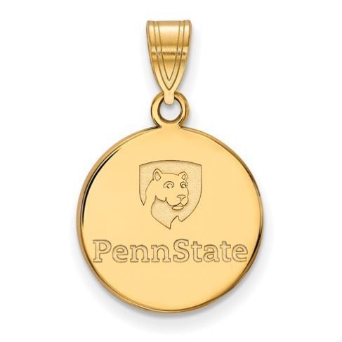 Penn State Gold Plated Sterling Silver Logo Disc Pendant Medium