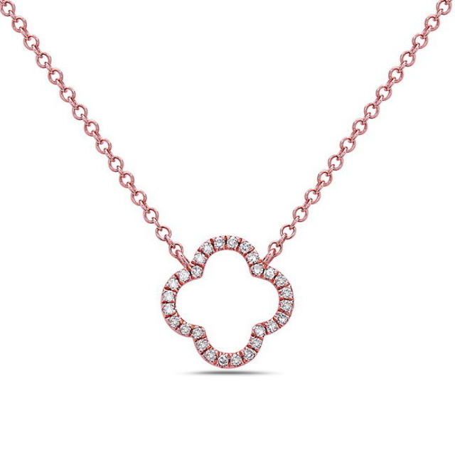 Diamond Quatrefoil Necklace in Rose Gold