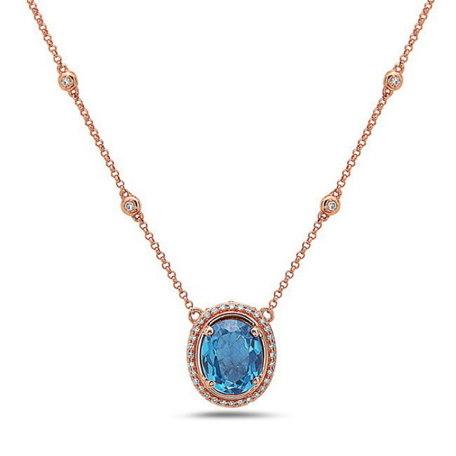 London Blue Topaz and Diamond Pendant