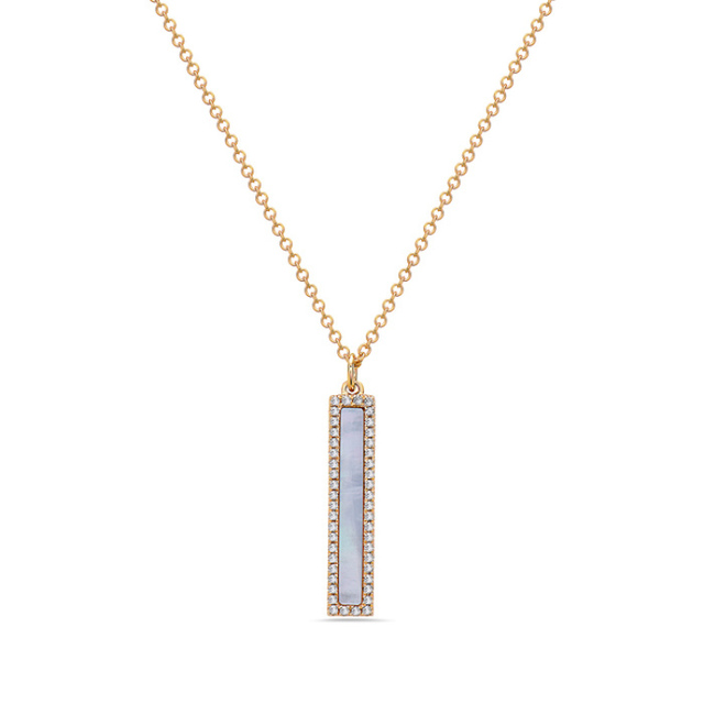 Mother-of-Pearl and Diamond Bar Pendant