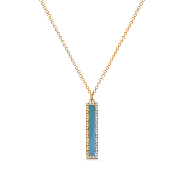 Turquiose and Diamond Bar Pendant
