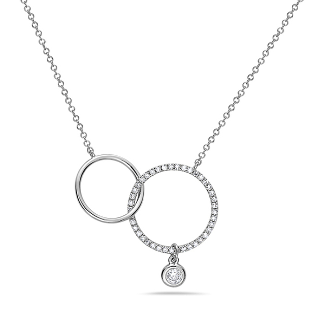 Diamond Linked Circles Dangle Pendant