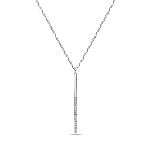 Diamond Bar Necklace in White Gold
