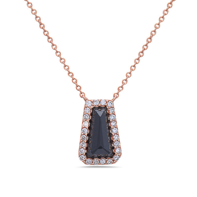 Black Onyx and Diamond Trapezoid Pendant