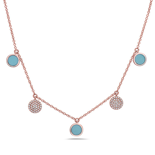 Turquoise and Diamond Station Pendant