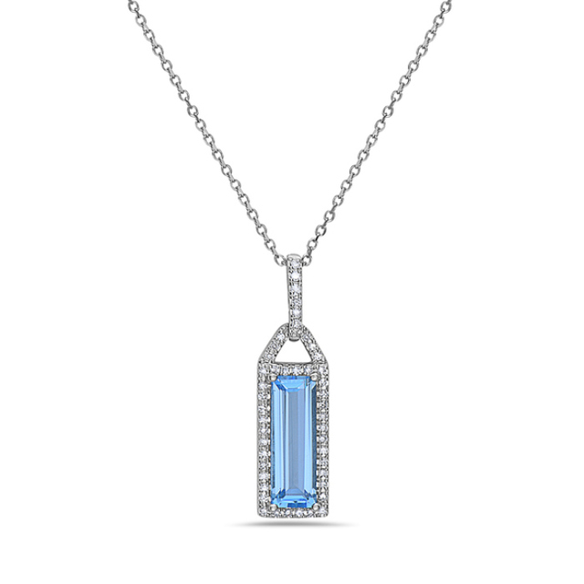 Blue Topaz and Diamond Pendant