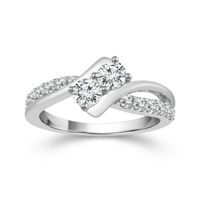 Two Diamond Ring 14K, 1 ct