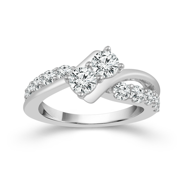 Two Diamond Ring 14K, 1 1/2 ct