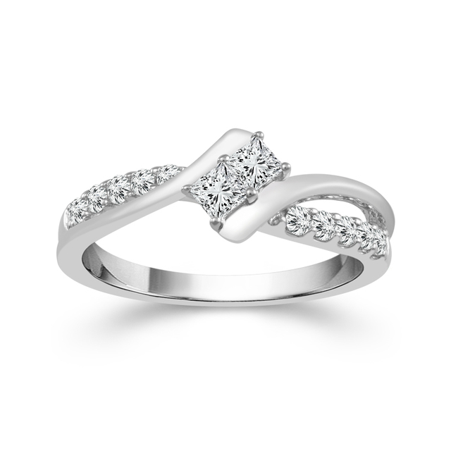 Princess Cut 1/2 ct Two Diamond Ring