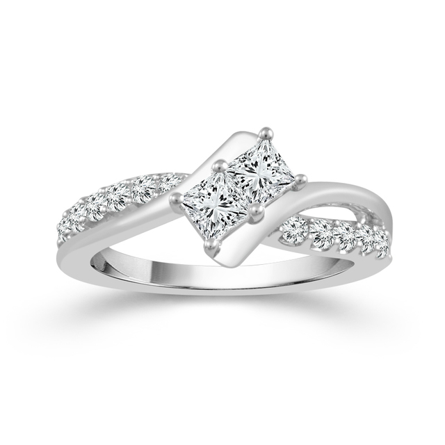 Princess Cut 1 ct Two Diamond Ring