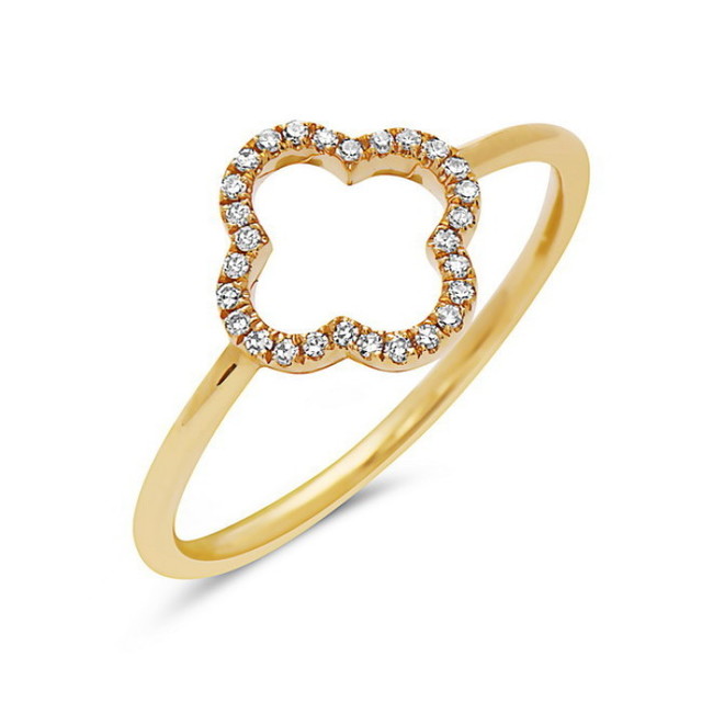 Quatrefoil Diamond Ring in Yellow Gold