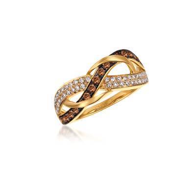 LeVian 14K Honey Gold Ring with Chocolate Diamonds® 1/3 cttw and Vanilla Diamonds® 1/5 cttw