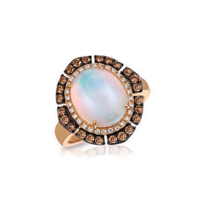 LeVian 14K Strawberry Gold® Neopolitan Opal 2 3/4 ct Ring with Chocolate Diamonds® 3/8 cttw and Vanilla Diamonds® 1/6 cttw