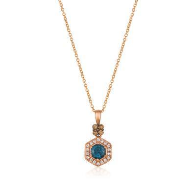 LeVian Strawberry Gold Deep Sea Blue Topaz Pendant