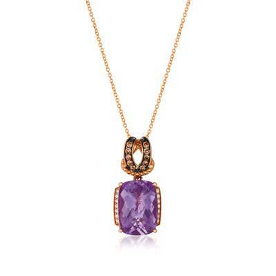 LeVian 14K Strawberry Gold® Grape Amethyst 5 5/8 ct Pendant with Chocolate Diamonds® 1/6 cttw and Vanilla Diamonds® 1/15 cttw