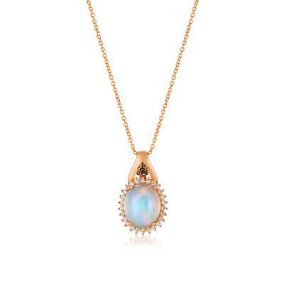 LeVian 14K Strawberry Gold® 1 5/8 ct Neopolitan Opal Pendant with Chocolate Diamonds® and Vanilla Diamonds®