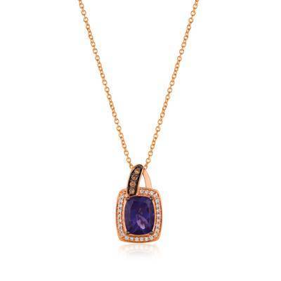 LeVian 14K Strawberry Gold® 1 1/2cttw Grape Amethyst Pendant with Chocolate Diamonds® and Vanilla Diamonds®
