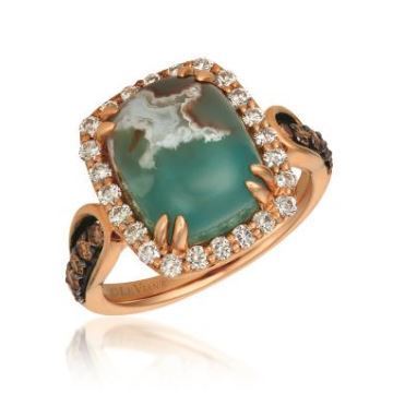 LeVian Strawberry Gold Peacock Aquaprase Ring