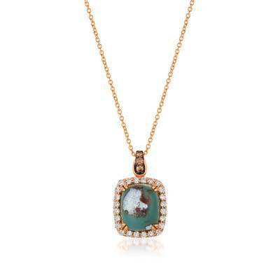 LeVian 14K Strawberry Gold® 6 ct Aquaprase Candy Pendant with 1/15cttw Chocolate Diamonds® and 1/2cttw Nude Diamonds