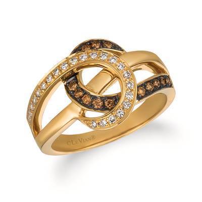 LeVian 14K Honey Gold Ring with Chocolate Diamonds® 1/6 cttw and Vanilla Diamonds® 1/8 cttw