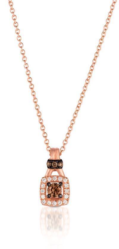 LeVian 14K Strawberry Gold® Pendant with Chocolate Diamonds® 1/8 cttw and Vanilla Diamonds® 1/20 cttw