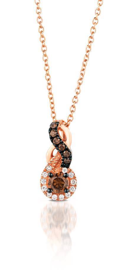 LeVian 14K Strawberry Gold® Pendant with Chocolate Diamonds® 1/5 cttw and Vanilla Diamonds® 1/20 cttw