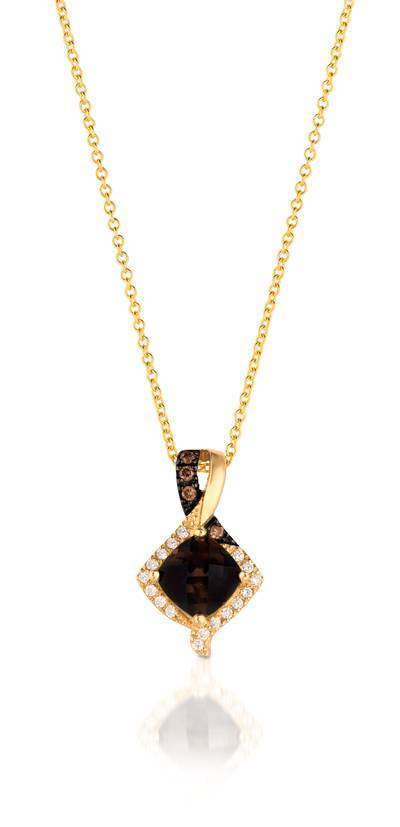LeVian 14K Honey Gold Chocolate Quartz® 3/4 cttw Pendant with Chocolate and Vanilla Diamonds® 1/20 cttw