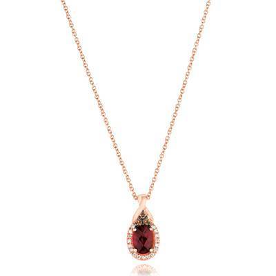 LeVian 14K Strawberry Gold® Raspberry Rhodolite® 3/4 ct Pendant with Chocolate and Vanilla Diamonds®