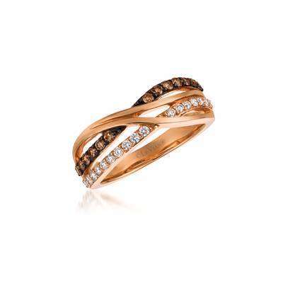 LeVian 14K Strawberry Gold® Ring with Chocolate Diamonds® 1/3 cttw and Vanilla Diamonds® 1/5 cttw