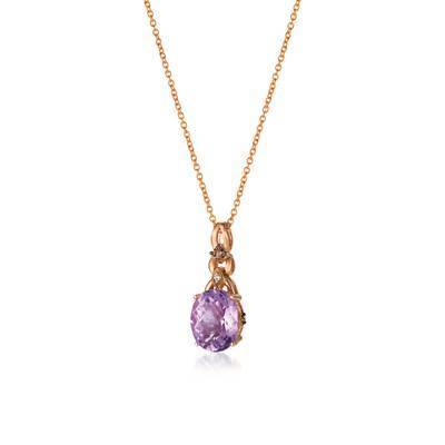 LeVian 14K Strawberry Gold® 2ct Grape Amethyst Pendant with Chocolate and Vanilla Diamonds®