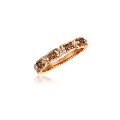 LeVian 14K Strawberry Gold® Ring with Chocolate Diamonds® 1/5 cttw and Vanilla Diamonds® 1/15 cttw