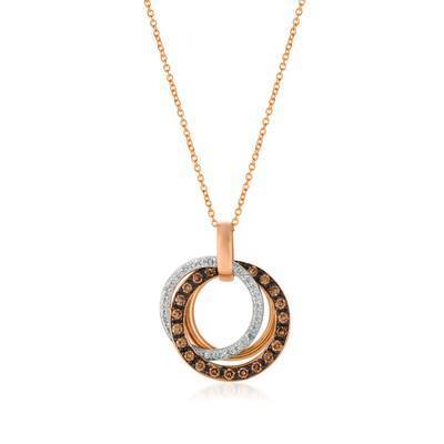 LeVian 14K Strawberry Gold® Circle Pendant with Chocolate Diamonds® 1/2 cttw, Vanilla Diamonds® 1/6 cttw