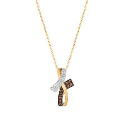 LeVian 14K Two Tone Gold Pendant with Vanilla Diamonds® 1/4 cttw, Chocolate Diamonds® 1/5 cttw