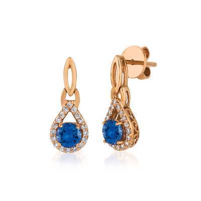 LeVian 14K Strawberry Gold® Blueberry Tanzanite® 1 cttw Earrings with Vanilla Diamonds® 1/4 cttw