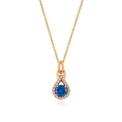 LeVian 14K Strawberry Gold® Blueberry Tanzanite® 5/8 cttw Pendant with Vanilla Diamonds® 1/6 cttw
