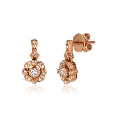 LeVian 14K Vanilla Diamonds® 3/8 cttw Earrings set in Strawberry Gold®