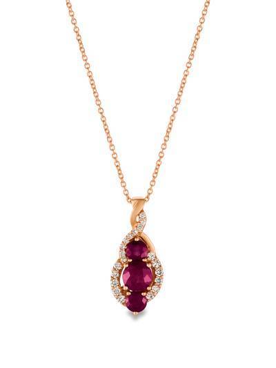 LeVian 14K Strawberry Gold® Passion Ruby 1 1/3 cttw Pendant with Vanilla Diamonds® 1/5 cttw