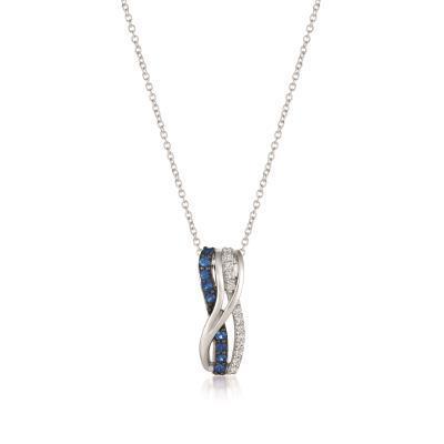 LeVian Blueberry Sapphire and Vanilla Diamond Twisted Pendant