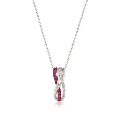 LeVian Passion Ruby and Vanilla Diamond Twisted Pendant