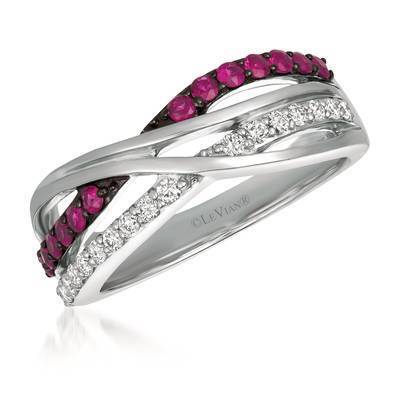 LeVian 14K Vanilla Gold® Passion Ruby 1/3 cttw Ring with Vanilla Diamonds® 1/5 cttw