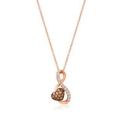 LeVian 14K Strawberry Gold® Pendant with Chocolate Diamonds® 1/4 cttw, Vanilla Diamonds® 1/6 cttw