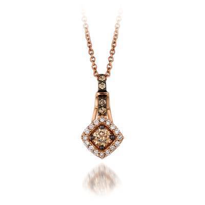 LeVian 14K Strawberry Gold® Pendant with Chocolate Diamonds® 1/5 cttw and Vanilla Diamonds® 1/15 cttw